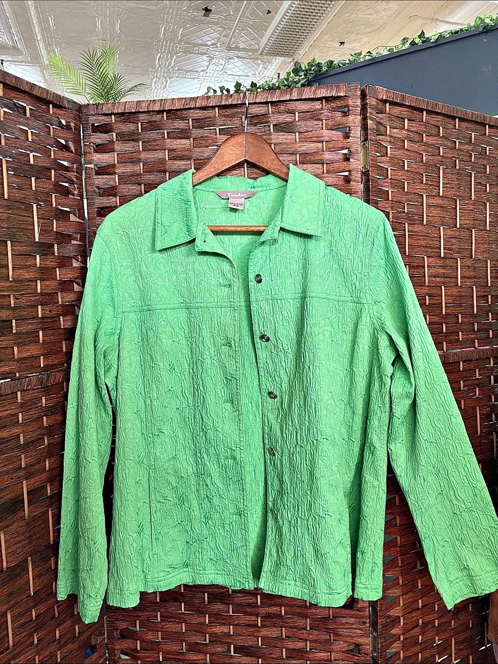 Vintage TanJay Green Button Front Jacket Size Medium